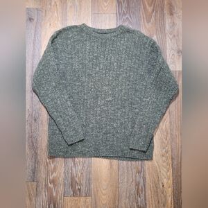 Vintage Alps Mens Large Sweater Green Cableknit